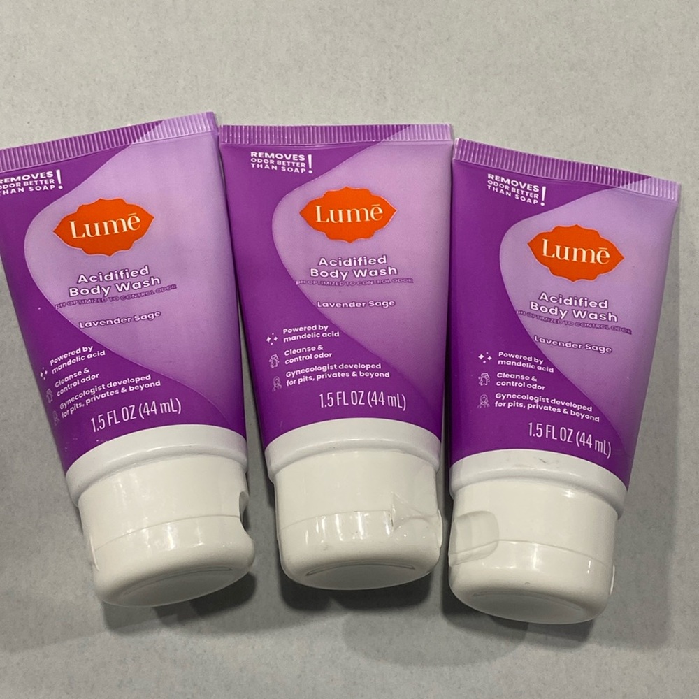 3X Lume Body Wash LAVENDER SAGE deodorant Acidified 1.5oz TRAVEL size new